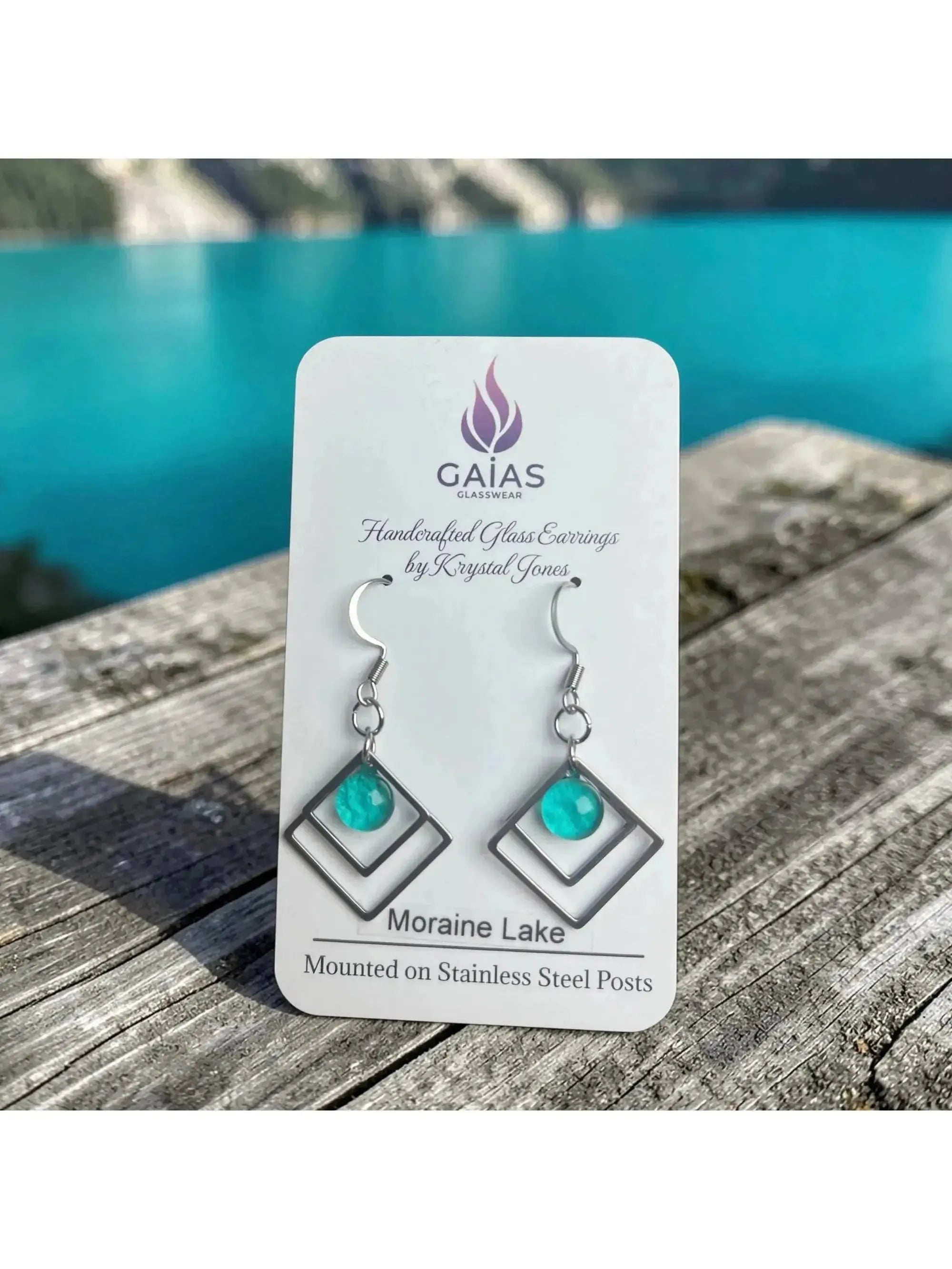 Moraine Lake | Geometric Fused Glass Earring